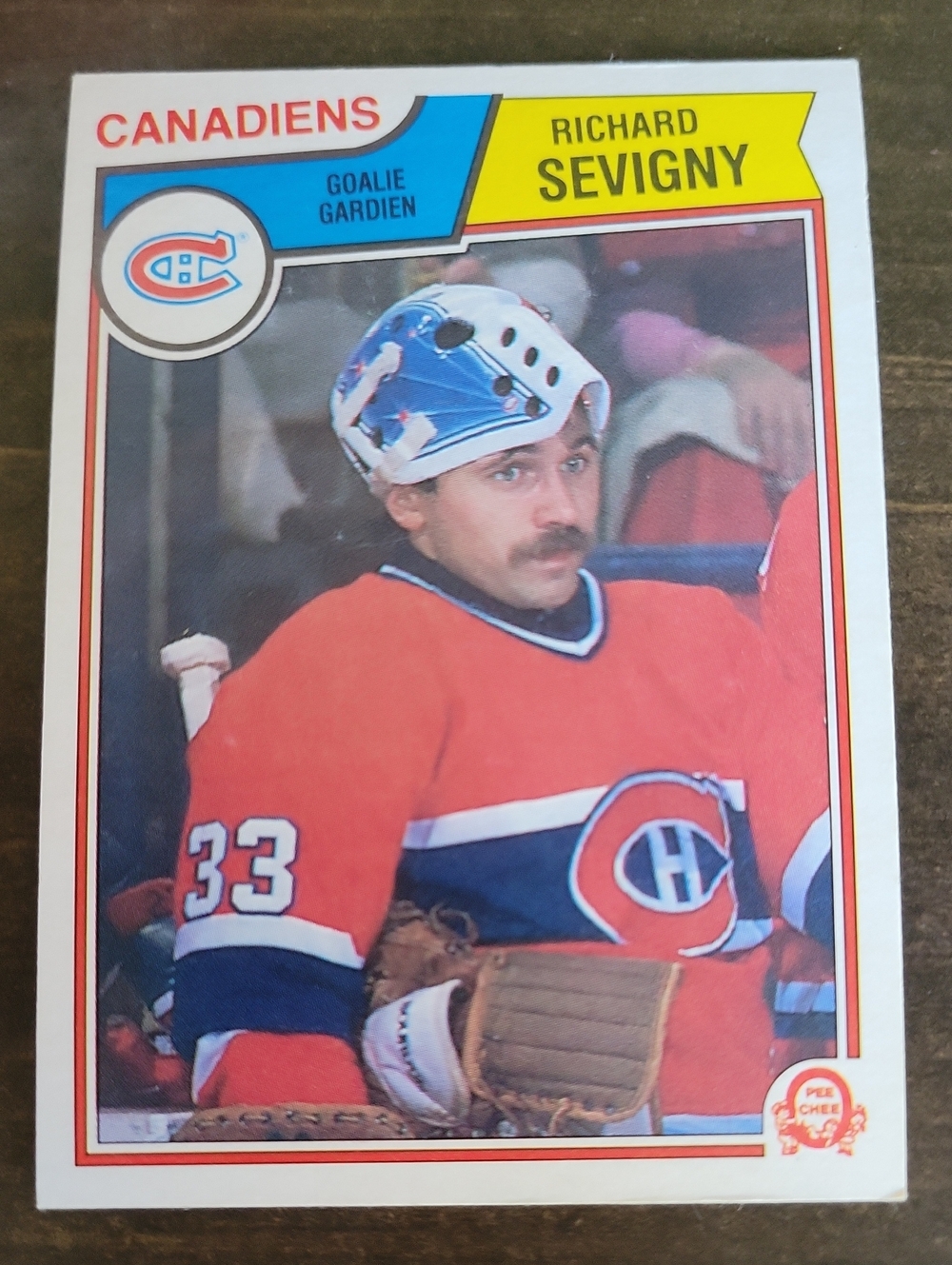 1983/84 OPC Richard Sevigny Canadiens Hockey Card - Red & Blue